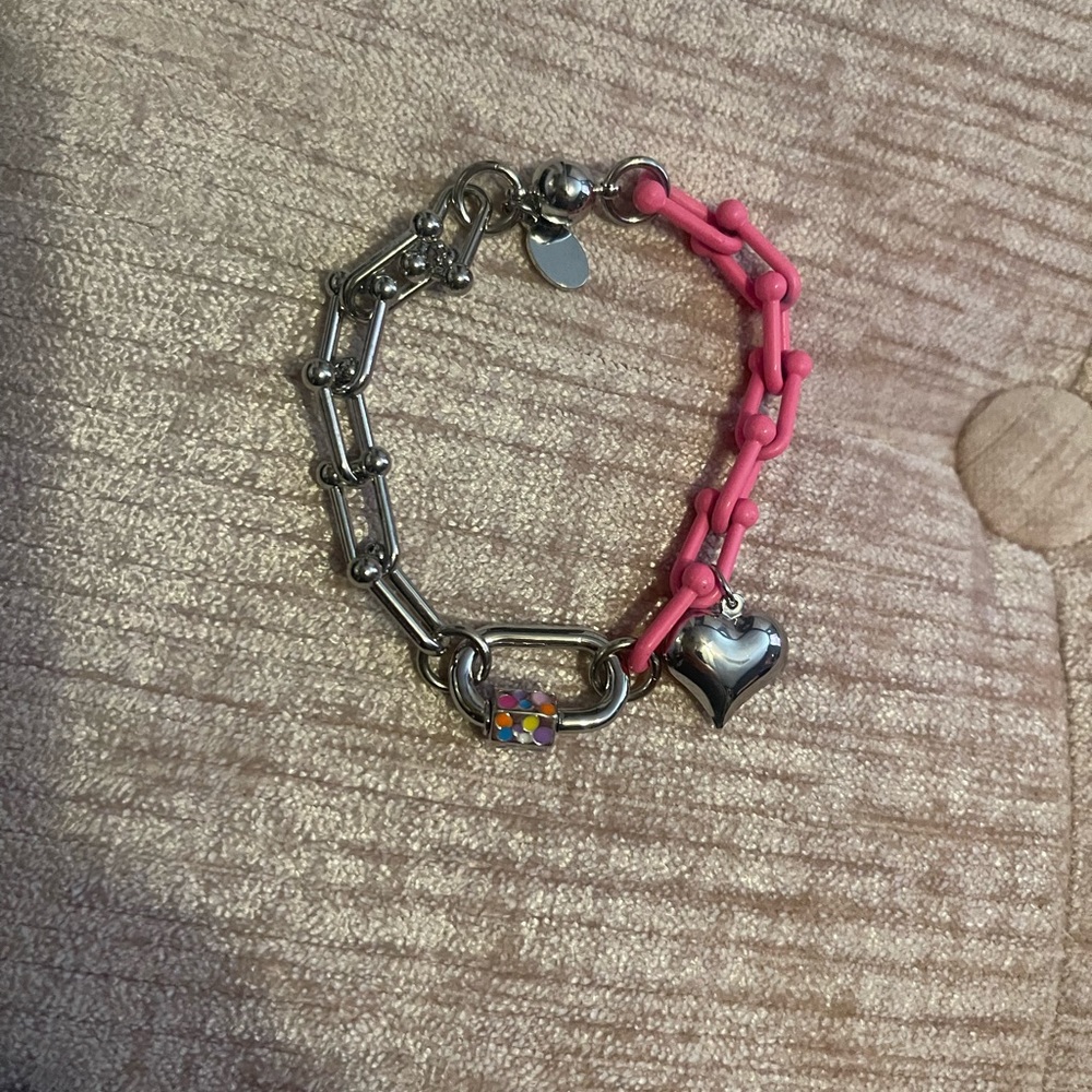 By Alexa Rae silver and pink bracelet new